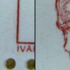 492[B,2]: Lodrette tynde farvestreger nederst i venstre side og til venstre for prins Henrik.
Nummer 2 i B-arket.