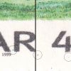 1196[#BR]: Cyan farveplet ved venstre fod på DANMA[R]K, magenta farveplet i nedre margin ved DANMAR[K] og under [4].00.
Ukendt arkplacering.