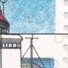 1125[a,1e]: Magenta farveplet i himlen til højre for tårnet, i vandet ved højre mærkekant og gul farveplet i højre margin.
Nummer 1 i sammentrykket i en del af udgivelsen.
Optræder sammen med: 1125[a,1d]: Variant.