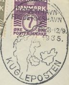 DIV(KUGLE): KØBENHAVN- FREDERIKSHAVN 31/8-12/9. 1935. KUGLEPOSTEN