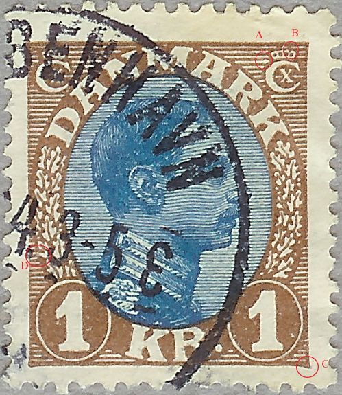 Nr. 131a 1 Kr. Brun Blå